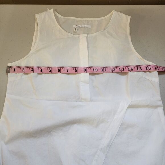 Derek Lam Tank Top Womens 10 White Crosby Top Half Button Front V Split Hem - Picture 5 of 11